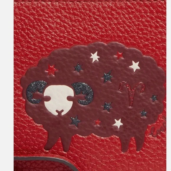 Coach Red Leather Wristlet with Aries NWOT - Picture 2 of 10